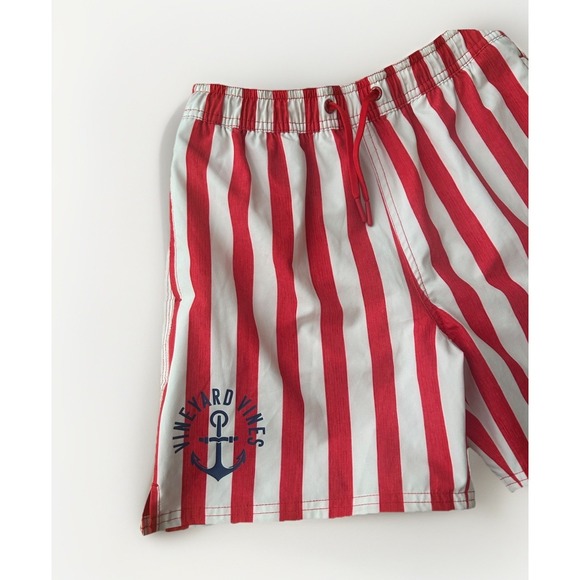 Vineyard Vines 5 Inch Printed Chappy Red/white Swim Trunks Boy's Small - Picture 7 of 7